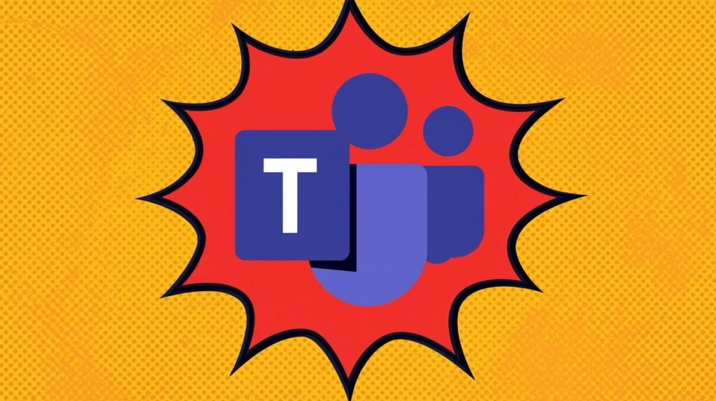 Is Microsoft Teams Encrypted? 7 Privacy Risks Businesses Ignore 🧷 4 Microsoft Teams logo in a vibrant, comic-style explosion design, highlighting chat encryption.