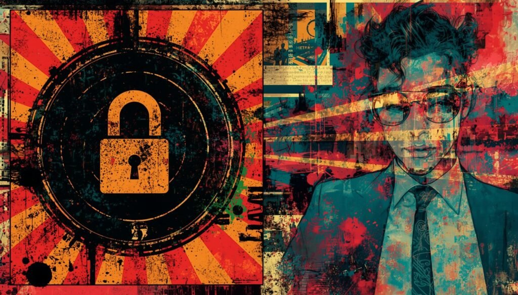 Cybersecurity portrait with lock illustrating Nmap port scan techniques and particular port scanning.