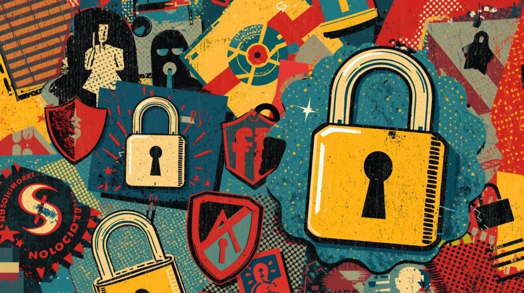 NordPass for business password manager locks and shields collage for small business security.