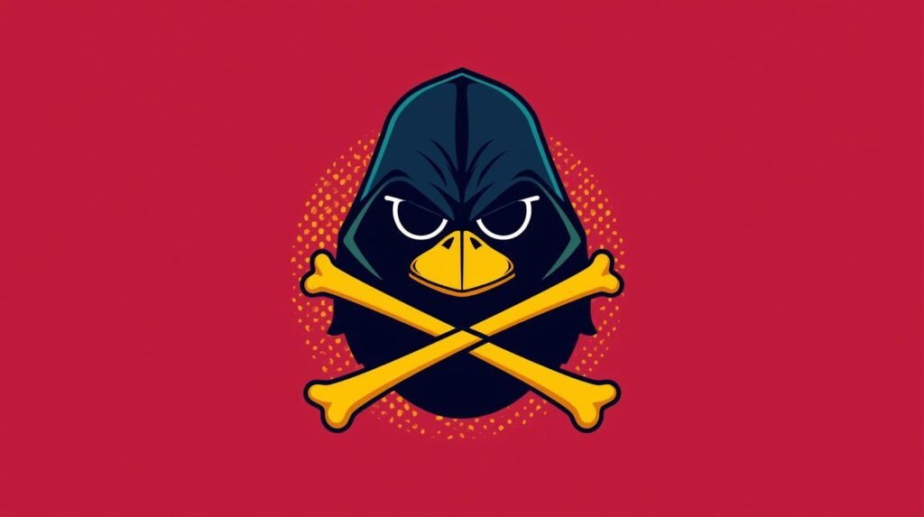 Hooded bird crossbones mascot logo for Gobuster directory enumeration tutorial and file enumeration.