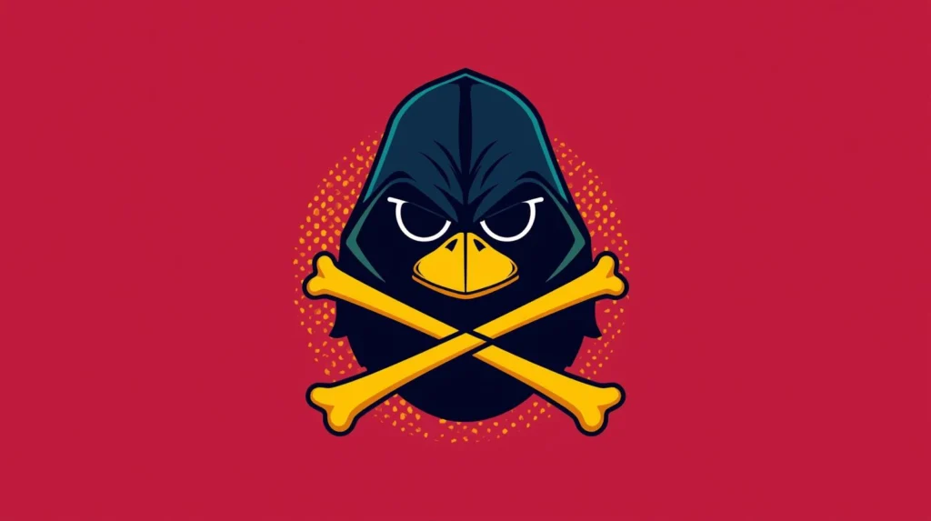 Hooded bird crossbones mascot logo for Gobuster directory enumeration tutorial and file enumeration.