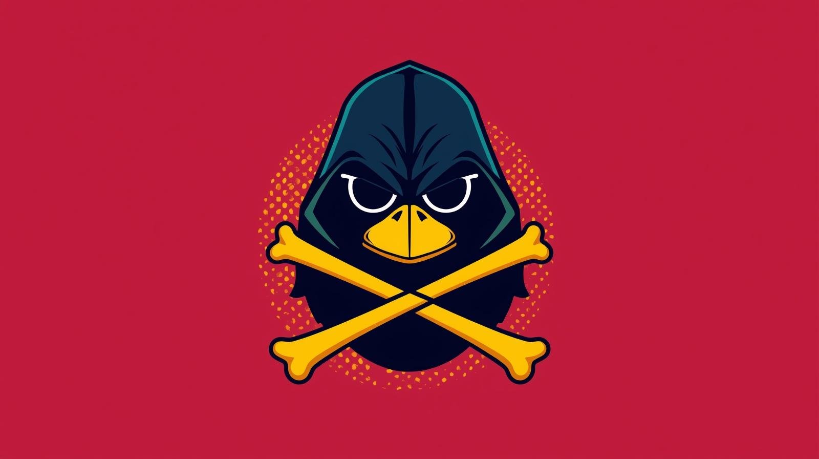 Hooded bird crossbones mascot logo for Gobuster directory enumeration tutorial and file enumeration.