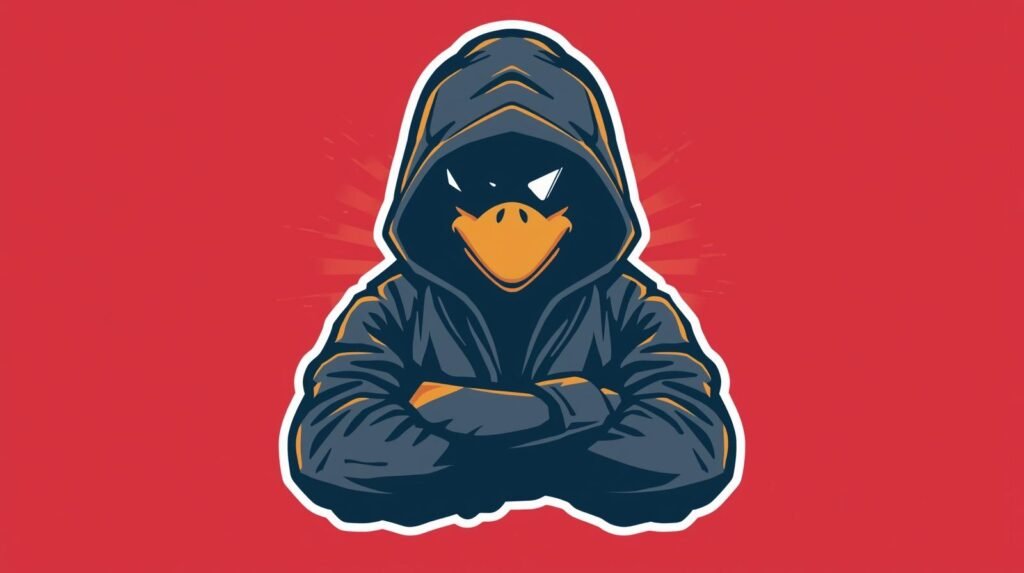 Hooded bird mascot logo for Gobuster directory enumeration tutorial on a red background.