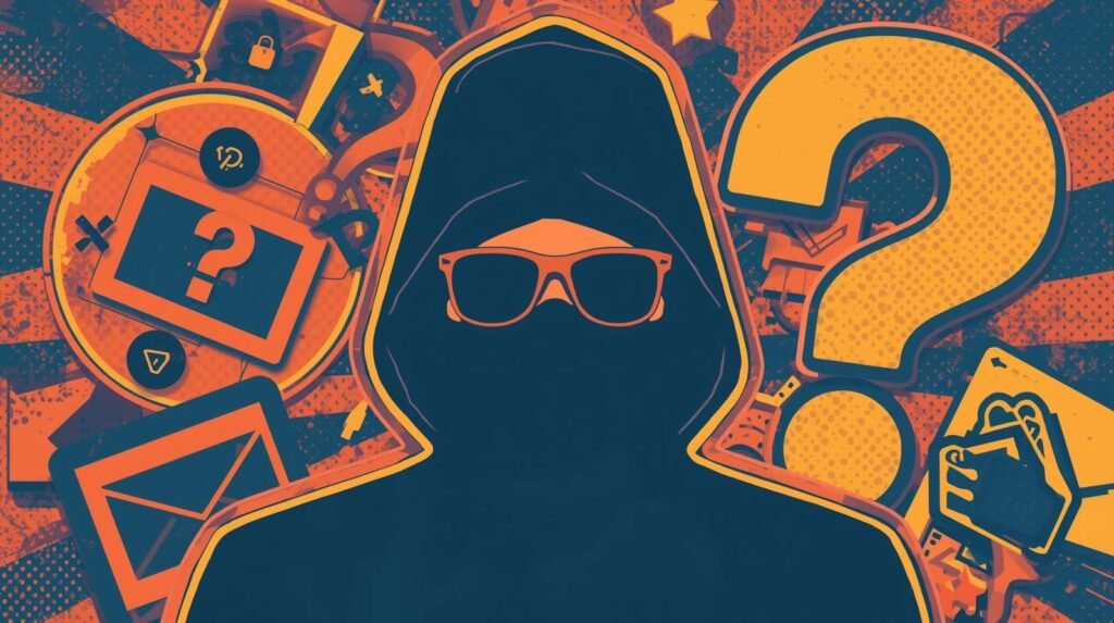Hooded hacker illustration showing email security tools and phishing protection for business.