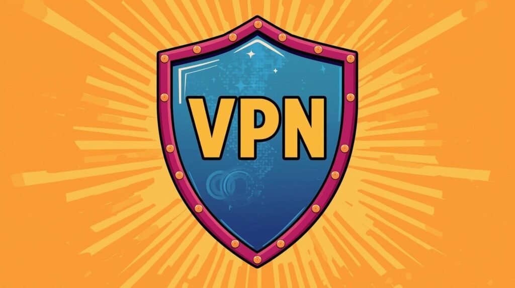 PrivadoVPN review banner with VPN shield, privacy, streaming, and no-logs protection.