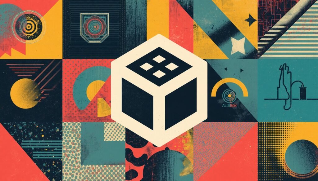 BackBox Linux alternative abstract geometric collage logo for ethical hacking Linux distro comparison.