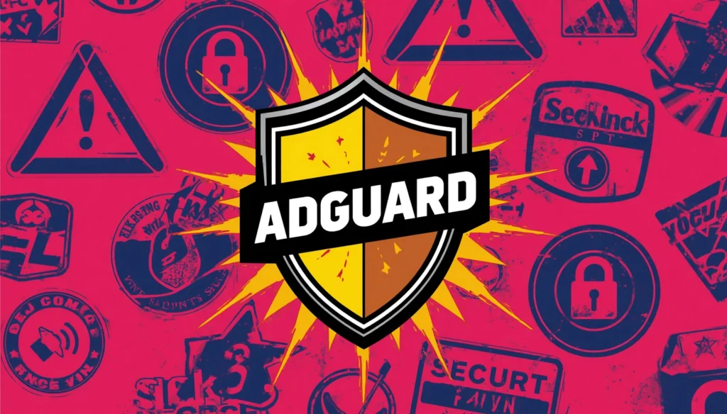 AdGuard DNS Tested: Powerful Protection With Real Limits 2 AdGuard DNS shield illustration with security warnings, private DNS, malware blocking, and safe protection.