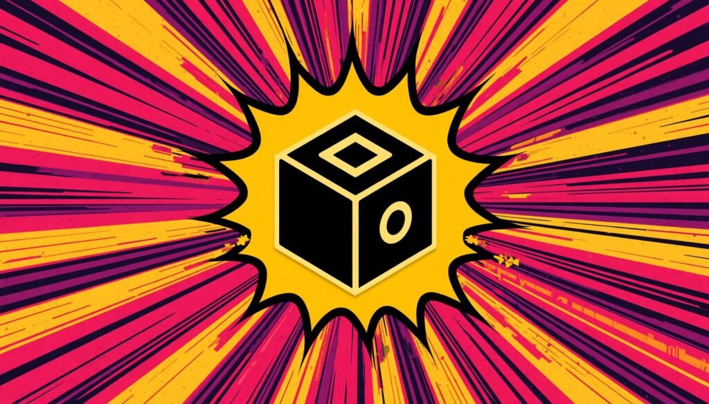 Black cube pop-art burst for BackBox Linux vs Kali, ethical hacking Linux distro alternative.