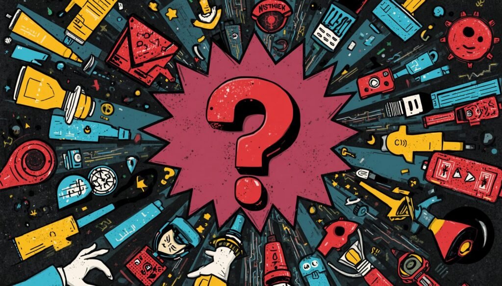 PGP Encryption Explained for Dark Web Communication 4 PGP encryption explained with central question mark and tools for secure dark web communication.