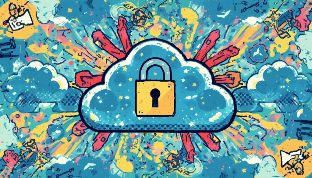 Proton Drive for Business Review: Is It Smart for Secure Teams? 4 Proton Drive for business cloud security illustration with padlock and protected data.