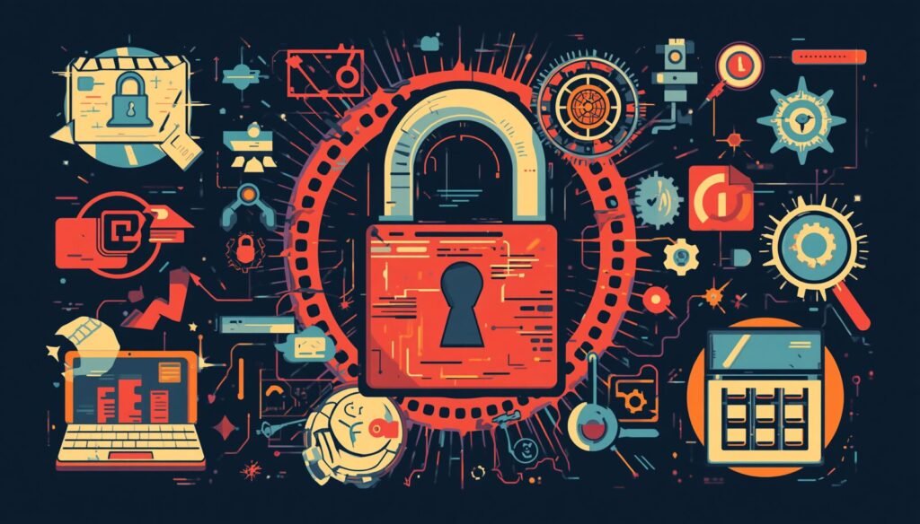 PGP Encryption Explained for Dark Web Communication 2 PGP encryption illustration with padlock, secure encrypted communication, public and private key security.