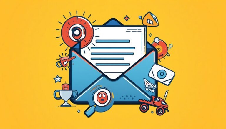 Proton Mail encrypted email notification illustration with envelope, alerts, and inbox privacy tools.