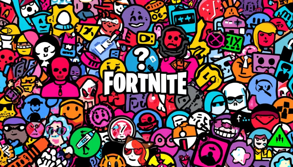 Fortnite graffiti collage poster about hacked Fortnite account recovery and Epic Games account security.
