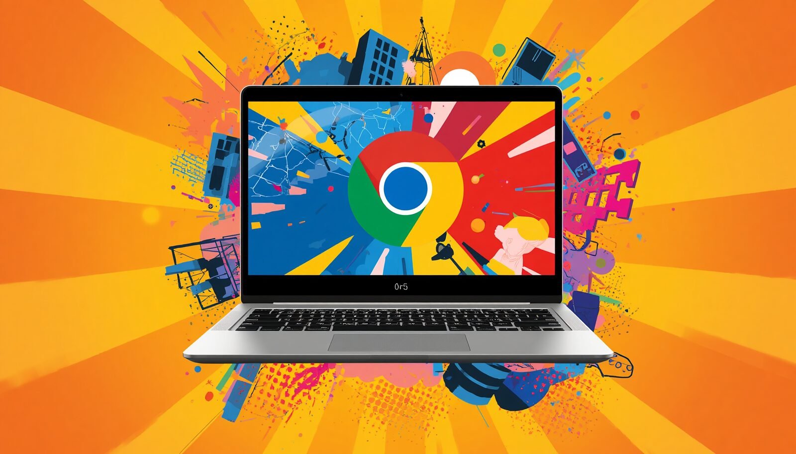 Can You Install Linux on a Chromebook? 9 Smart Options 1 Google Chrome laptop abstract illustration for installing Linux on Chromebook and Chrome OS Linux.