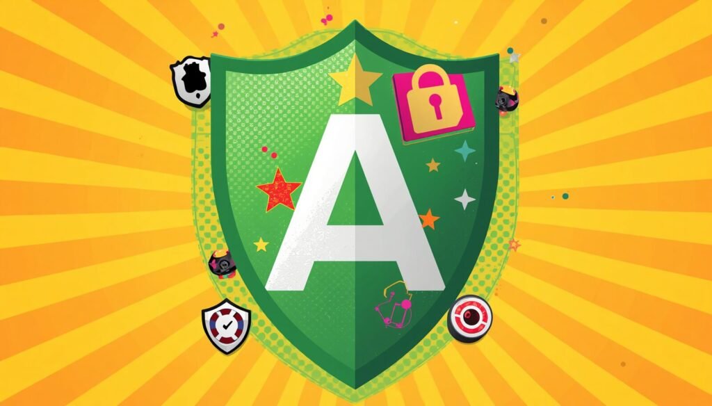AdGuard Promo Code: Save Up to 80% on VPN, DNS and Ad Blocker 3 AdGuard discount code shield illustration with security badge and lock.