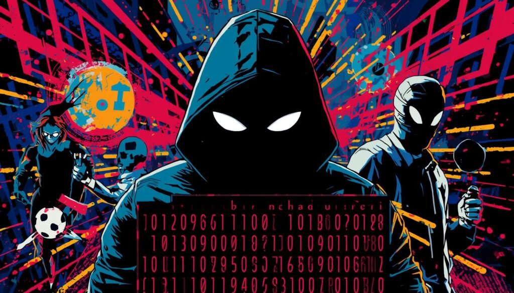 PGP Encryption Explained for Dark Web Communication 3 Hooded hacker with encrypted communication display illustrating PGP encryption and anonymous dark web security.