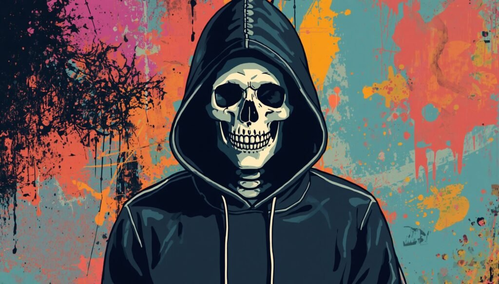 Metasploitable 2 Tutorial: How to Practice Ethical Hacking Safely 2 Hooded skull graffiti illustration for a Metasploitable 2 Tutorial.