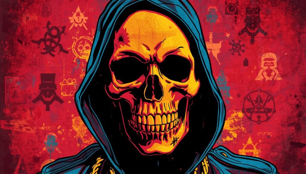 Metasploitable 2 Tutorial: How to Practice Ethical Hacking Safely 3 Hooded skull graffiti artwork for a Metasploitable 2 ethical hacking lab tutorial.