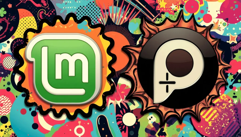 Linux Mint vs Parrot OS: Which Linux Distro Should You Use? 4 Linux Mint vs Parrot OS logos in colorful pop-art Linux distro comparison.