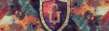 Abstract heraldic shield for Proton Pass business password manager and Proton Pass for teams.