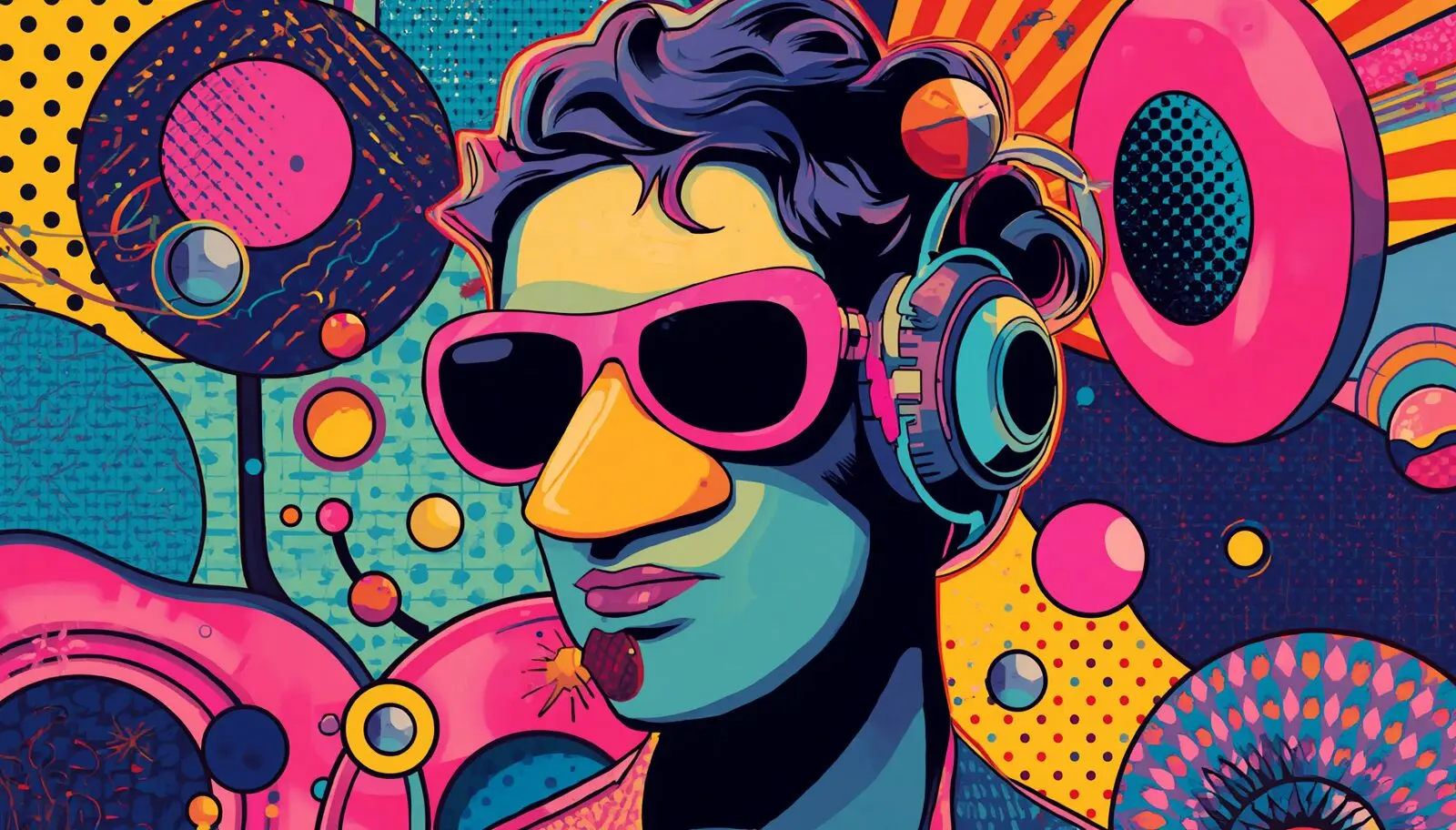 SDRSharp Linux: 7 Better Options for SDR Users on Linux 1 Pop-art portrait with headphones and sunglasses, SDRSharp Linux alternative artwork for Ubuntu and Debian.