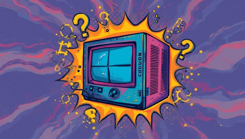 Retro TV pop art for Windows VM on Linux, virtual machine on Linux guide.