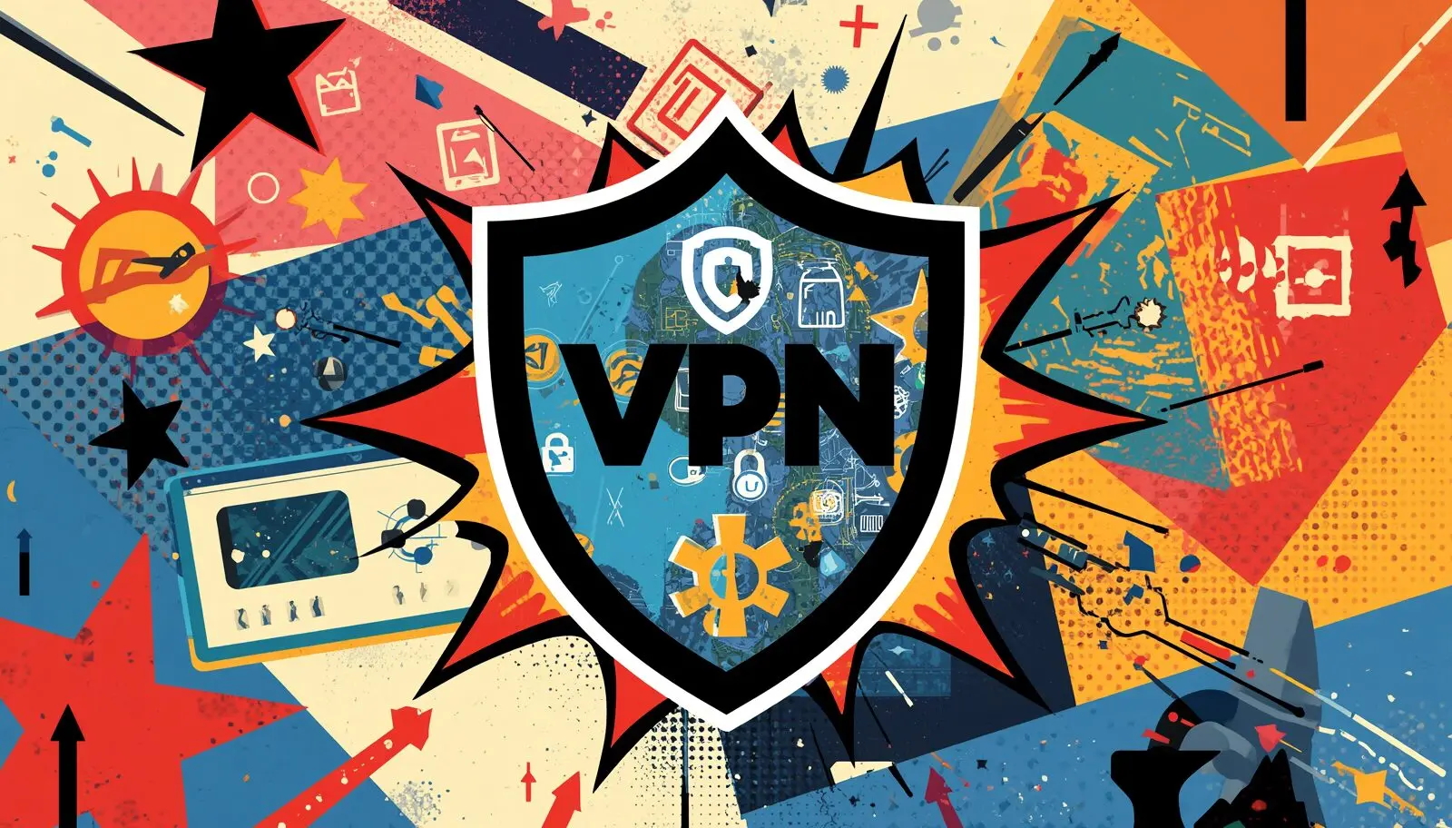 Proton VPN free tier shield illustration for cybersecurity, privacy, and secure internet access.