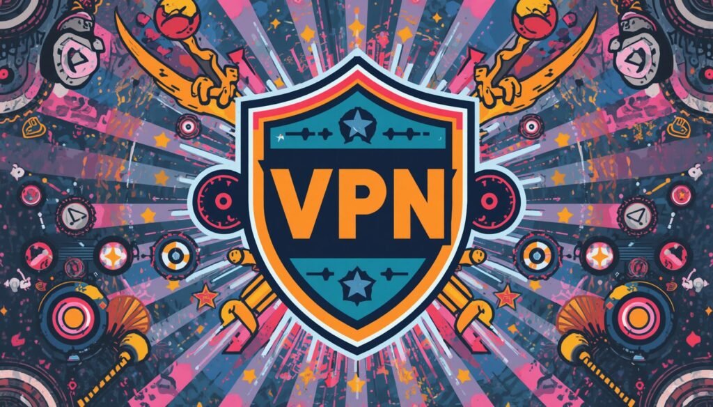Proton VPN shield emblem with radial burst, highlighting privacy features and secure protection.