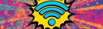 Pop art WiFi burst graphic for wireless network security and secure WiFi password protection.