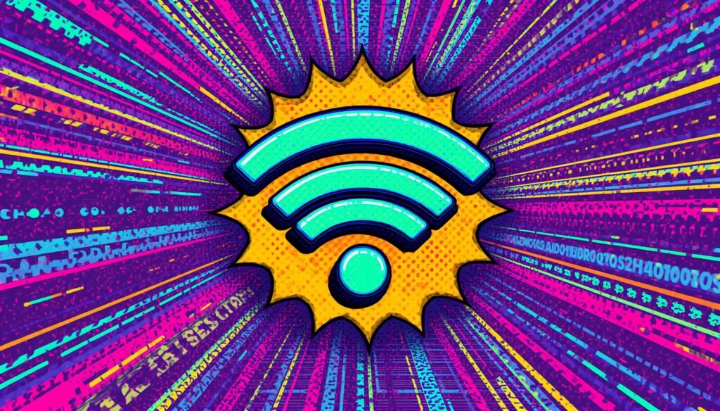 Hacking of WiFi Password: How Ethical Hackers Test Wireless Security 3 Neon WiFi symbol for wireless network security, WPA3 security, and secure WiFi password protection.