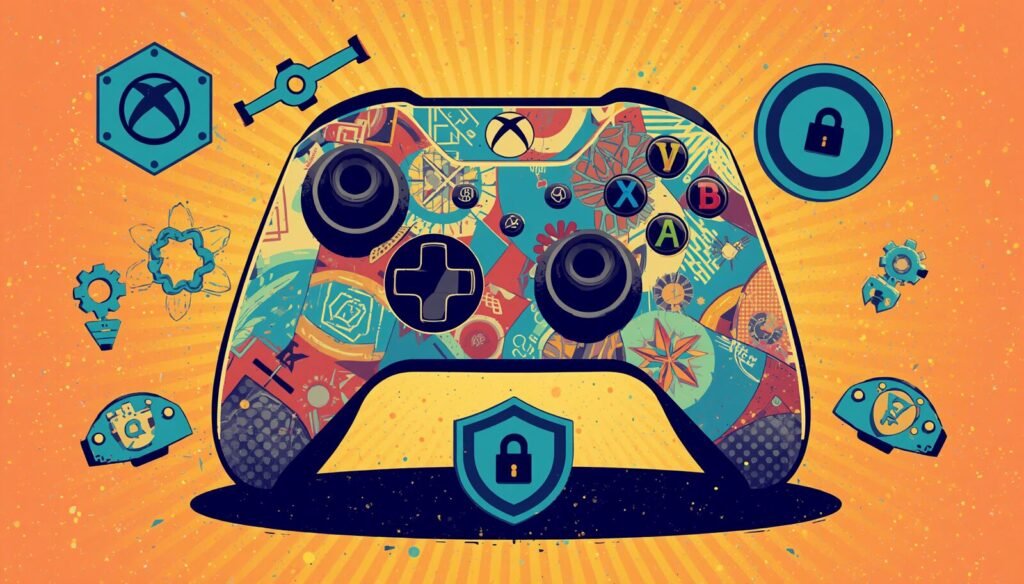 Xbox Account Hacked? 7 Warning Signs and Recovery Steps 3 Xbox controller with security icons about hacked Xbox account recovery and two-step verification.