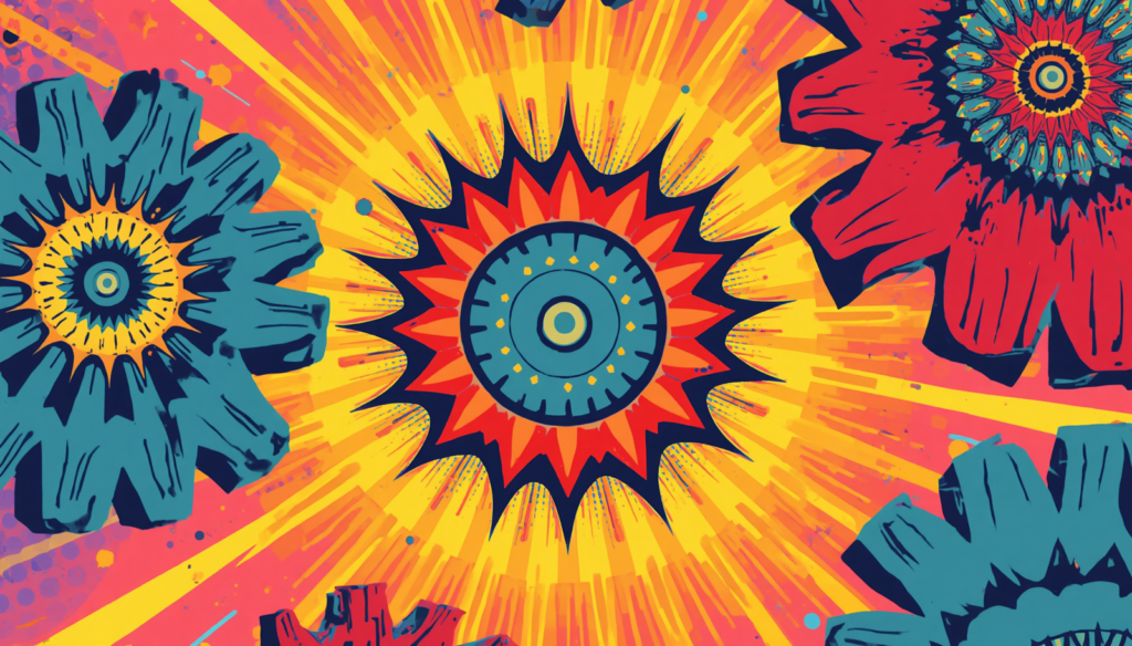 EaseUS Data Recovery Wizard review graphic with vibrant abstract floral pop art burst.