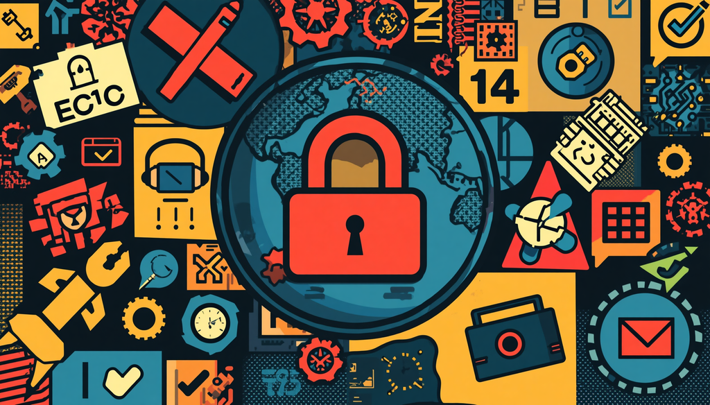 Burp Suite proxy tutorial illustration of a global cybersecurity padlock and secure network icons.