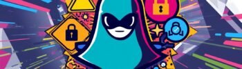 Cybersecurity hooded figure with warning locks, Wireshark display filters cheat sheet.
