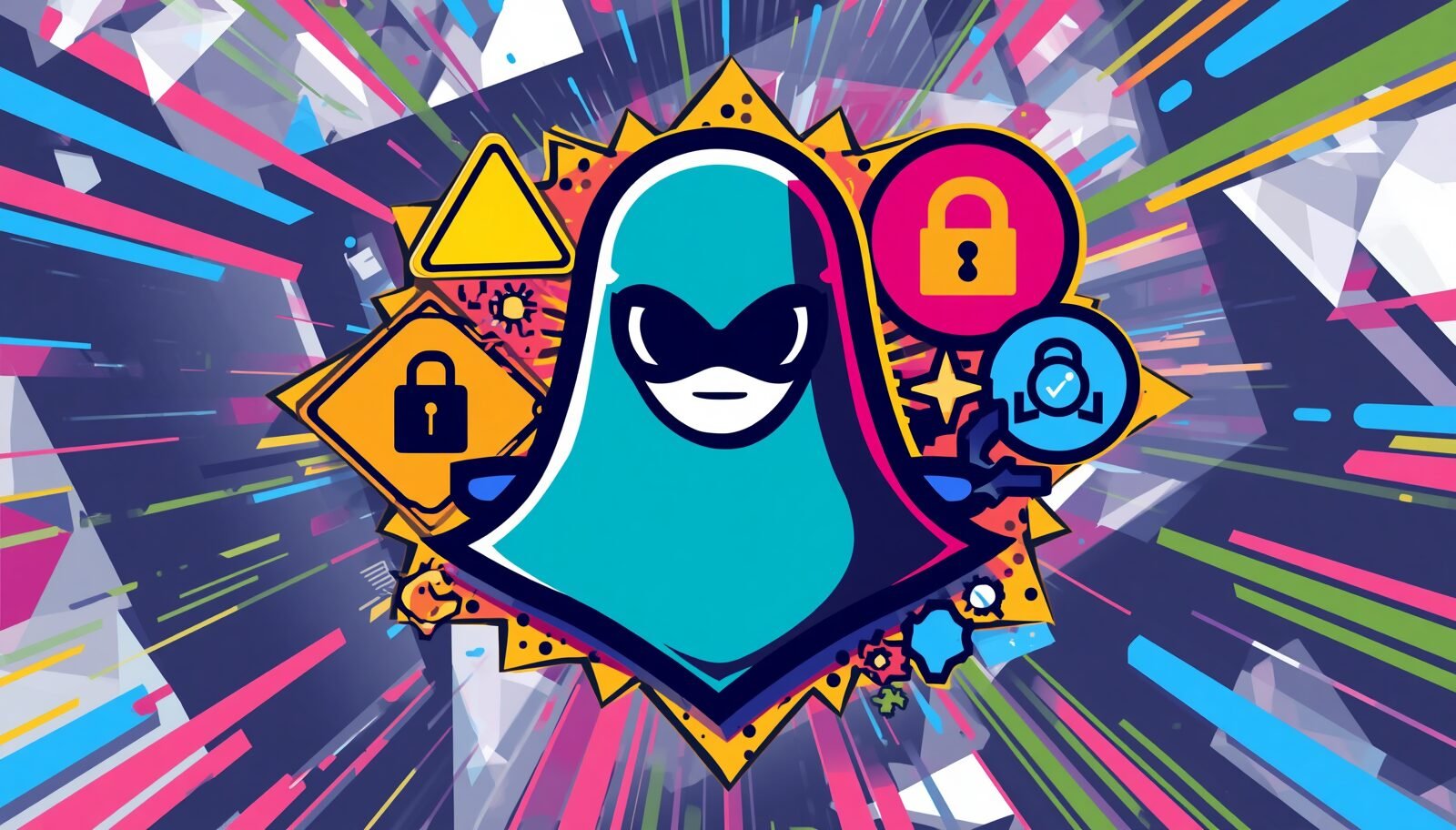 Cybersecurity hooded figure with warning locks, Wireshark display filters cheat sheet.
