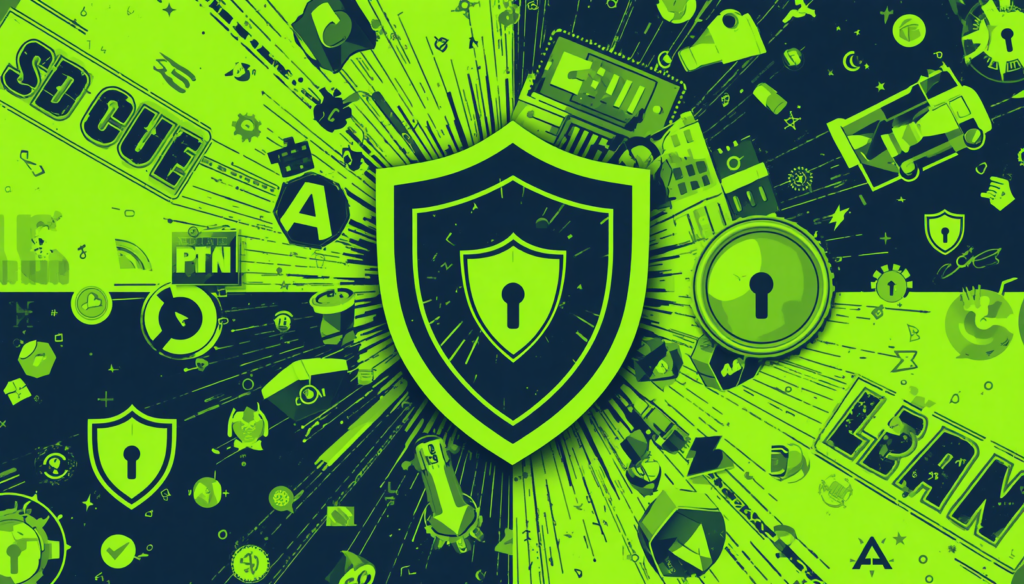 AdGuard VPN and Ad Blocker shield illustration for cybersecurity and secure web protection.
