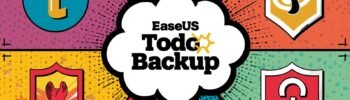 EaseUS Todo Backup Windows security pop art with locks and shields.