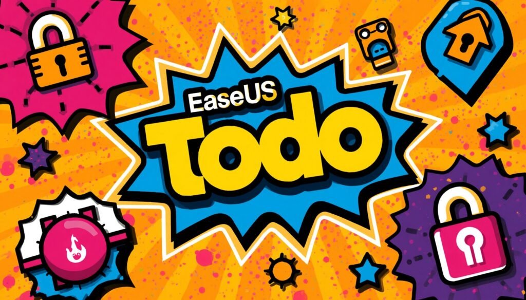 EaseUS Todo Backup Review: Is It Really Worth Using? 3 EaseUS Todo Backup free promo graphic with colorful security icons for Windows.