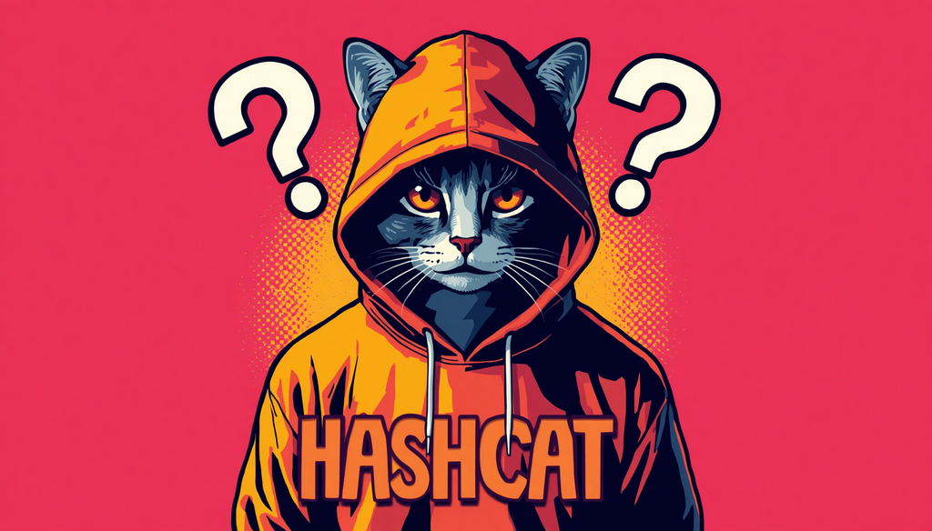 How to Use Hashcat: 7 Powerful Password Audit Steps 5 Hashcat mascot cat in hoodie with question marks, what is Hashcat and attack modes.