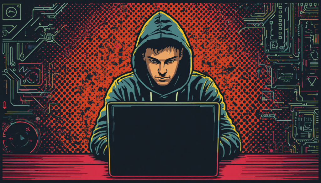 Hooded hacker at laptop illustrating FFUF tutorial for web fuzzing and subdomain enumeration.