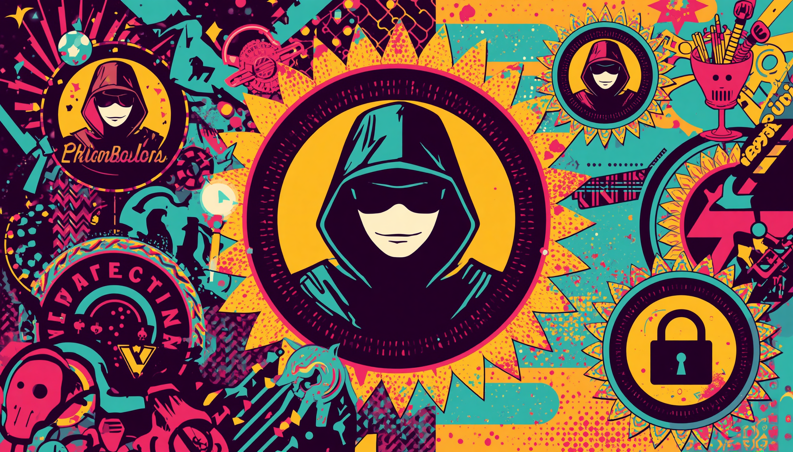 Hooded hacker graffiti art showing password cracking, cyber security, and strong versus weak passwords.