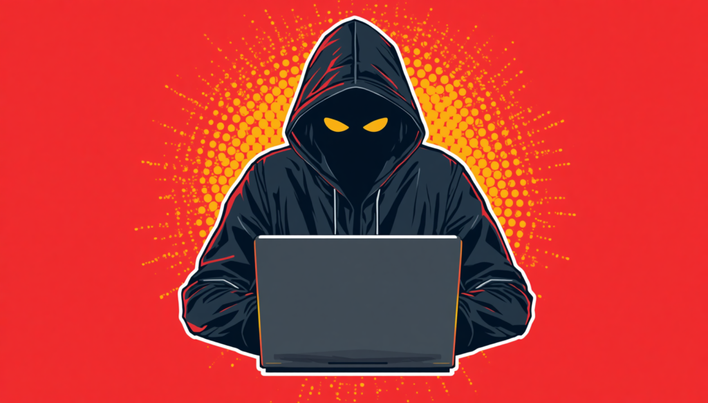 Hooded hacker on laptop for FFUF tutorial, web fuzzing, and subdomain enumeration.