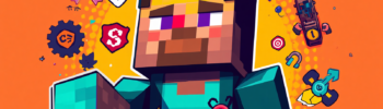 Minecraft account recovery promo with Steve, security icons, and hacked account help.