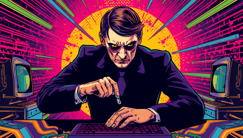 Retro cyberpunk hacker at keyboard, symbolizing John the Ripper password cracking and ethical hacking.