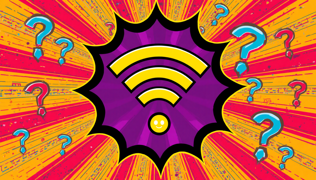 Public Wifi Security: 9 Essential Rules to Stay Safe 5 Public WiFi security risks illustration with question marks and WiFi symbol.