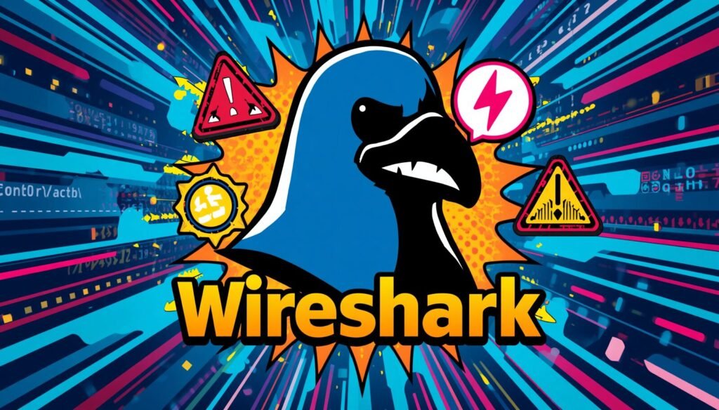 Wireshark display filters thumbnail with bird logo, alerts, and network analysis graphics.