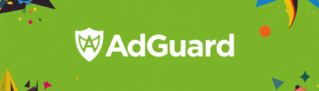 AdGuard DNS and AdGuard Home logo on lime green promotional banner.