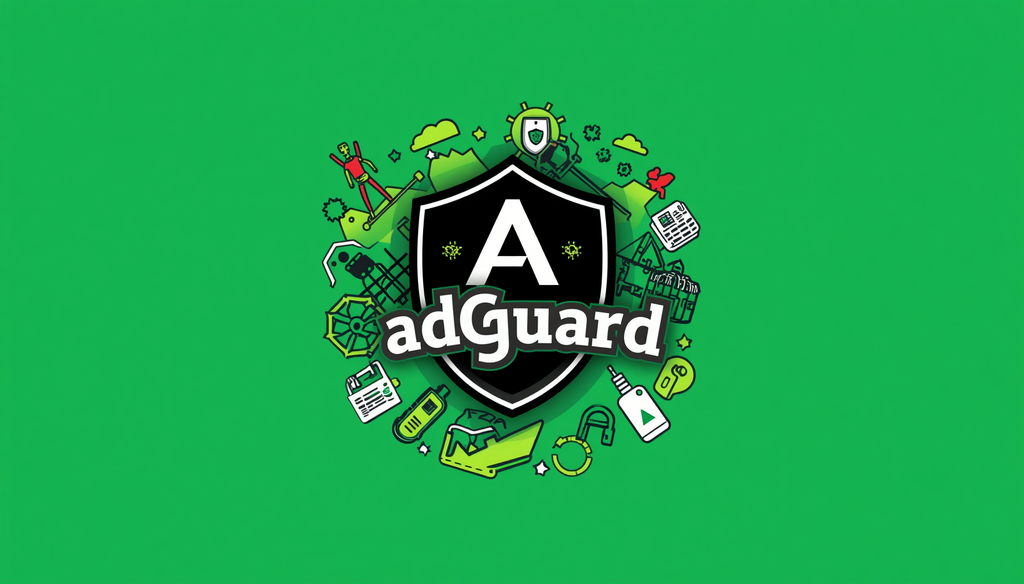 Is AdGuard safe to use? Logo on green shield, privacy and HTTPS filtering safe.