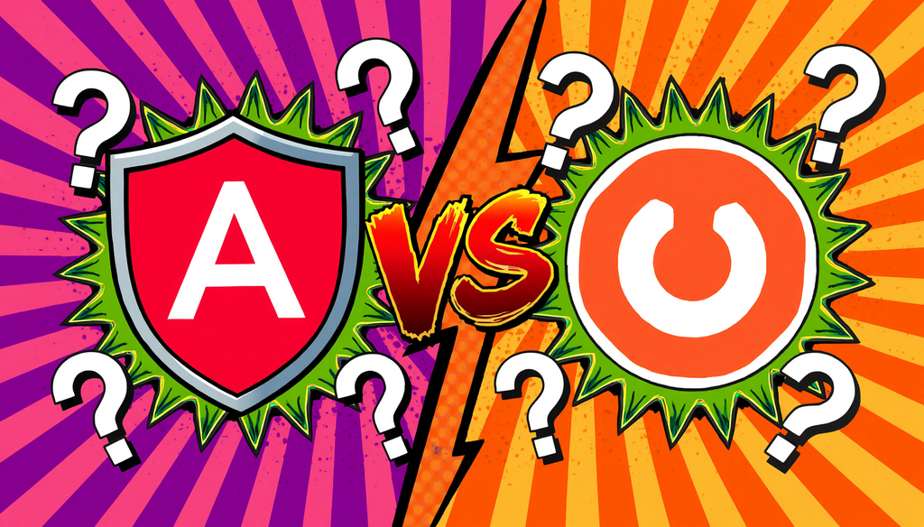 AdGuard vs uBlock Origin: 7 Smart Blocking Differences 5 AdGuard vs uBlock Origin comic-style logo comparison graphic with question marks and VS.