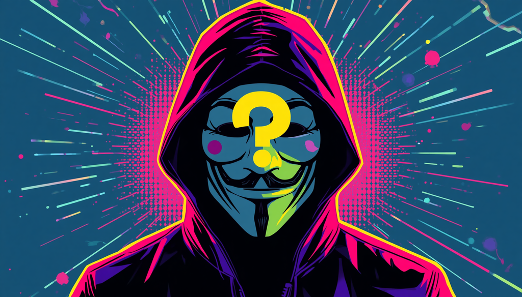 Hooded Guy Fawkes mask neon art symbolizing dark web marketplace anonymity.